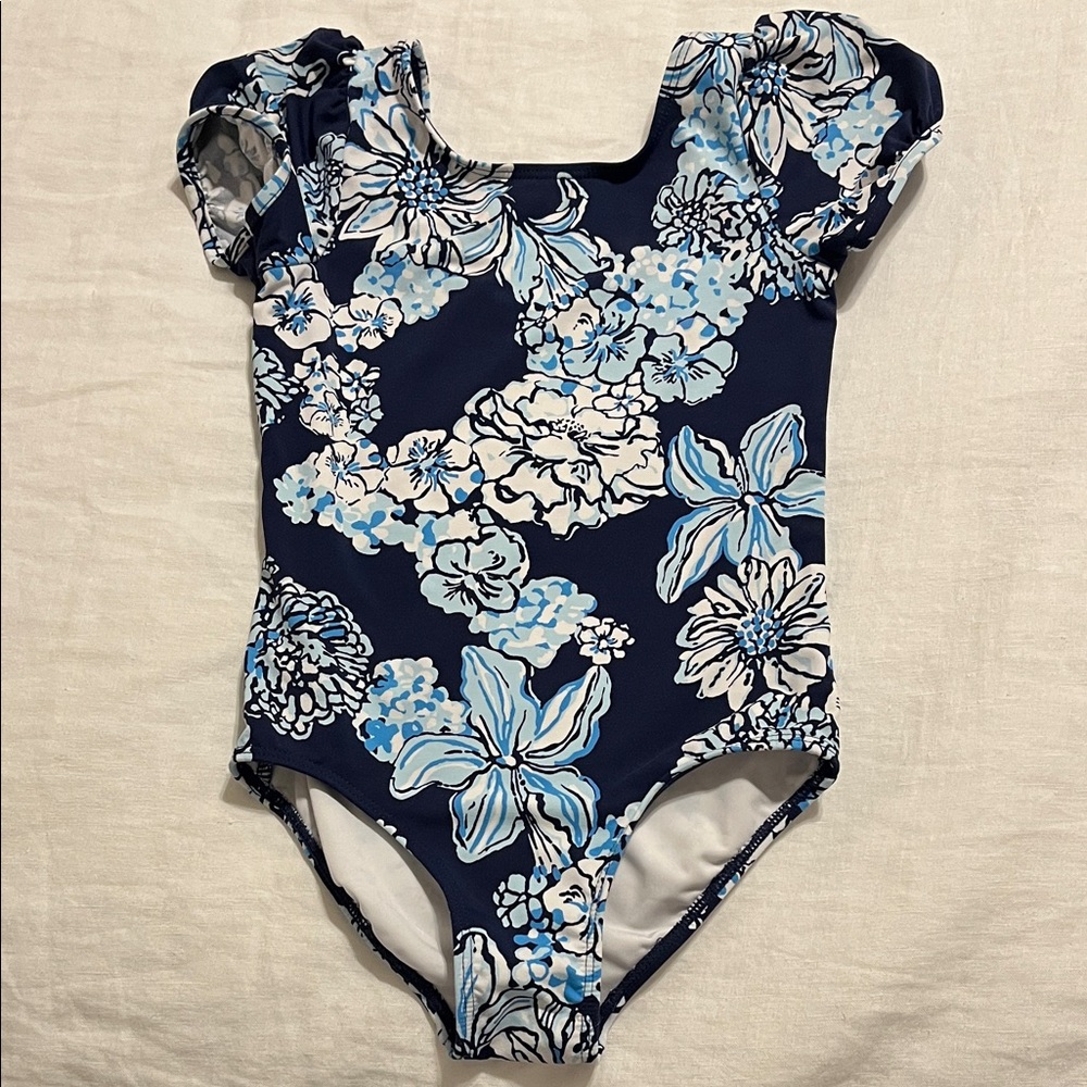 Lilly Pulitzer very gently used Navy and Light Blue Floral One-Piece Swimsuit